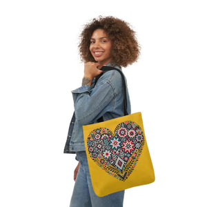 Chic Flowers Canvas Tote - Heart Design Everyday Bag - Dipaliz - Bags