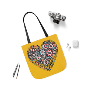 Chic Flowers Canvas Tote - Heart Design Everyday Bag - Dipaliz - Bags