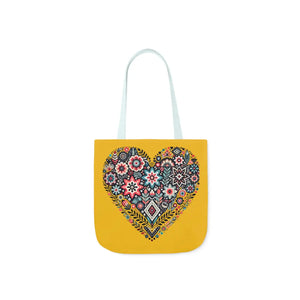 Chic Flowers Canvas Tote - Heart Design Everyday Bag - Dipaliz - Bags