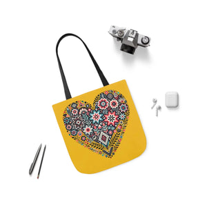 Chic Flowers Canvas Tote - Heart Design Everyday Bag - Dipaliz - Bags