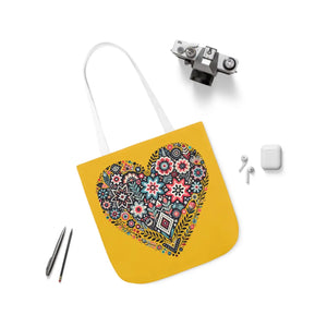 Chic Flowers Canvas Tote - Heart Design Everyday Bag - Dipaliz - Bags