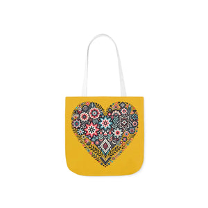Chic Flowers Canvas Tote - Heart Design Everyday Bag - Dipaliz - Bags