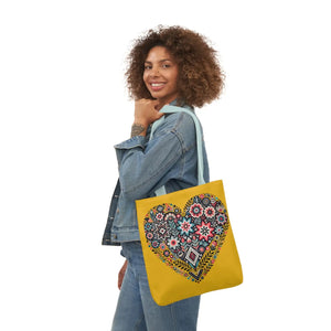 Chic Flowers Canvas Tote - Heart Design Everyday Bag - Dipaliz - Bags