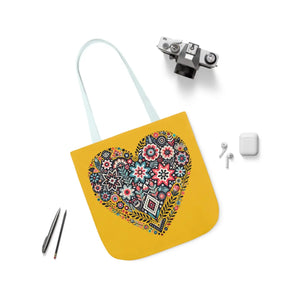 Chic Flowers Canvas Tote - Heart Design Everyday Bag - Dipaliz - Bags