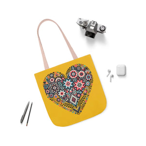 Chic Flowers Canvas Tote - Heart Design Everyday Bag - Dipaliz - Bags