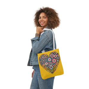 Chic Flowers Canvas Tote - Heart Design Everyday Bag - Dipaliz - Bags