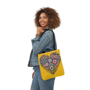 Chic Flowers Canvas Tote - Heart Design Everyday Bag - Dipaliz - Bags