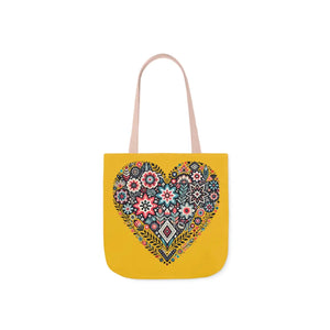 Chic Flowers Canvas Tote - Heart Design Everyday Bag - Dipaliz - Bags