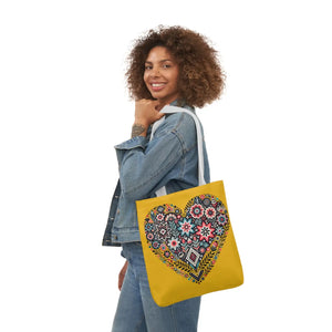 Chic Flowers Canvas Tote - Heart Design Everyday Bag - Dipaliz - Bags