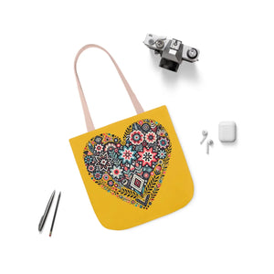 Chic Flowers Canvas Tote - Heart Design Everyday Bag - Dipaliz - Bags