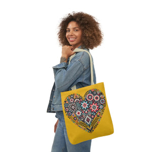 Chic Flowers Canvas Tote - Heart Design Everyday Bag - Dipaliz - Bags