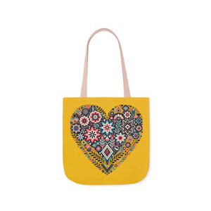 Chic Flowers Canvas Tote - Heart Design Everyday Bag - Dipaliz - Bags