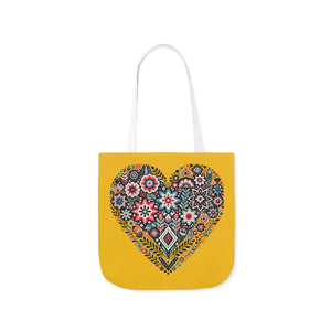 Chic Flowers Canvas Tote - Heart Design Everyday Bag - Dipaliz - Bags