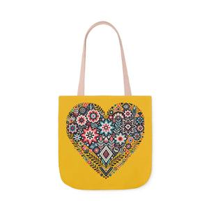 Chic Flowers Canvas Tote - Heart Design Everyday Bag - Dipaliz - Bags
