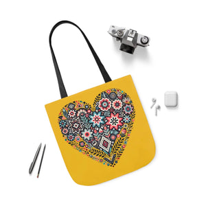 Chic Flowers Canvas Tote - Heart Design Everyday Bag - Dipaliz - Bags