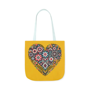 Chic Flowers Canvas Tote - Heart Design Everyday Bag - Dipaliz - Bags