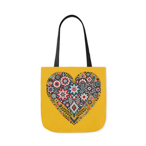 Chic Flowers Canvas Tote - Heart Design Everyday Bag - Dipaliz - Bags