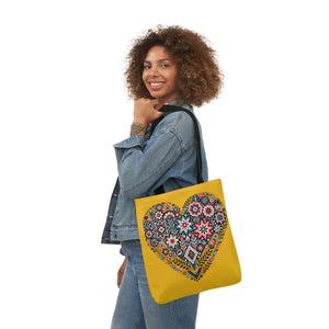 Chic Flowers Canvas Tote - Heart Design Everyday Bag - Dipaliz - Bags