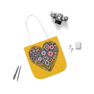 Chic Flowers Canvas Tote - Heart Design Everyday Bag - Dipaliz - Bags