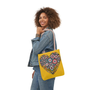 Chic Flowers Canvas Tote - Heart Design Everyday Bag - Dipaliz - Bags