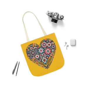 Chic Flowers Canvas Tote - Heart Design Everyday Bag - Dipaliz - Bags