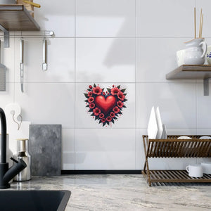 Vibrant Heart Ceramic Photo Tile – 6x6 Floral - Dipaliz - Wall Tiles