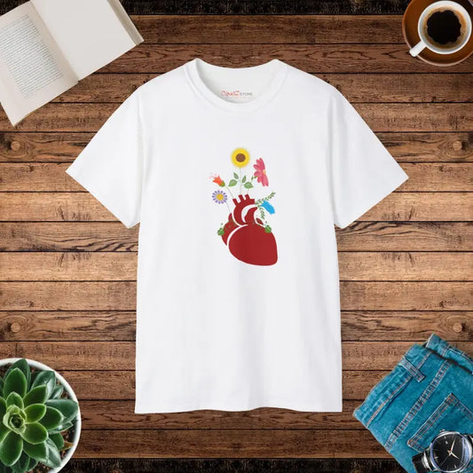 Blooming Heart Ultra Cotton Tee: Unisex Style Awaits - White / s T-shirt