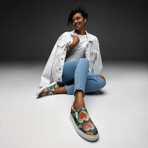 Canvas Shoes Colorful Hearts Women’s Slip on Comfort Style - Dipaliz - Sneakers