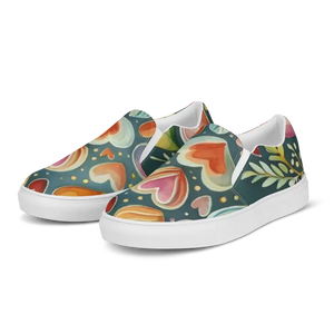 Canvas Shoes Colorful Hearts Women’s Slip on Comfort Style - Dipaliz - Sneakers