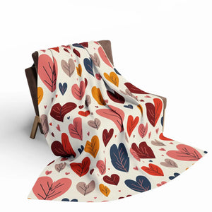 Heart Leaves Fleece Blanket Cozy – Arctic - Dipaliz - Blankets