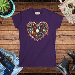 Women’s Softstyle Tee Heart Design Featuring Musical Instruments Dipaliz - Purple / s - T-shirts
