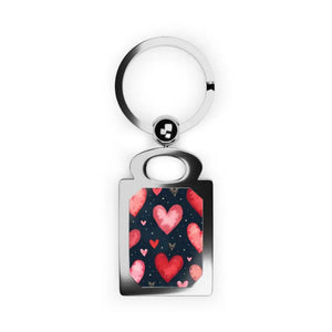 Heart Pattern Photo Keyring Memory Keepsake Rectangle - Dipaliz - one Size / Glossy / Silver - Keychains