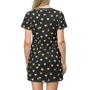 Pastel Hearts T-shirt Dress – Organic Cotton - Dipaliz - Dresses