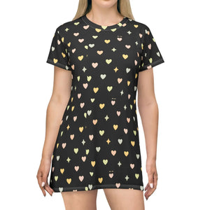 Pastel Hearts T-shirt Dress – Organic Cotton - Dipaliz - Dresses