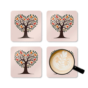 Heart Shaped Tree Coaster – Corkwood Set - Dipaliz - Coasters