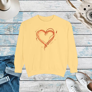 Sweatshirt - Heart Sketch - Painterly Graphic Crewneck - Dipaliz Butter / s