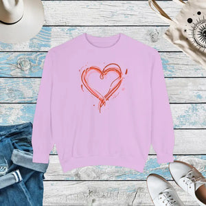 Sweatshirt - Heart Sketch - Painterly Graphic Crewneck - Dipaliz Orchid / s