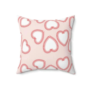 Hearts Print Polyester Square Pillow - Vibrant Pop of Color - Dipaliz - Throw Pillows