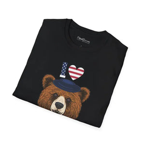 T-shirt - Bear Usa Heart Unisex Comfortable Patriotic Tee - Dipaliz