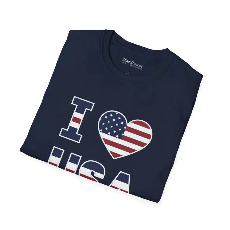 Unisex Cotton T-shirt i Heart Usa – Soft & Patriotic Style - T-shirt