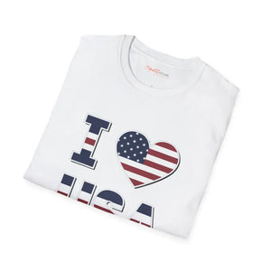I Heart Usa Patriotic Cotton T-shirt - Softstyle Comfort - Dipaliz - T-shirts
