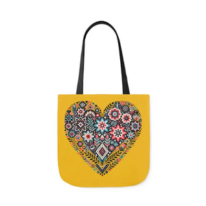 Flowers Canvas Tote - Chic Heart Style Everyday Bag - Dipaliz - 18’’ × / Black - Bags