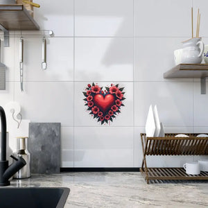 Vibrant Heart Flowers Ceramic Photo Tile - Art Memories - Dipaliz - 6’’ × 8’’ / Glossy - Wall Tiles