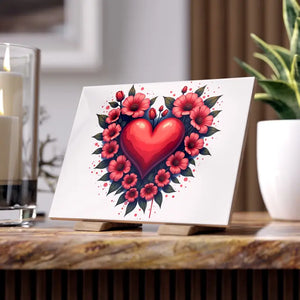 Vibrant Heart Flowers Ceramic Photo Tile - Art Memories - Dipaliz - Wall Tiles