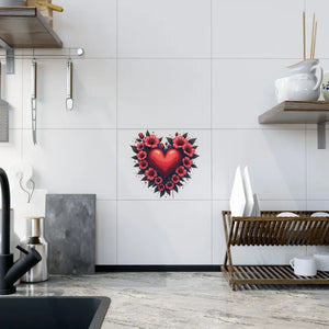 Vibrant Heart Flowers Ceramic Photo Tile - Art Memories - Dipaliz - Wall Tiles