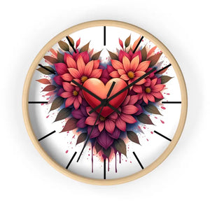 Chic Wall Clock with Vibrant Blooms for your Living Space - Dipaliz - Wooden Base / Black / 10’’ - Clocks