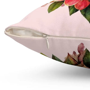 Spun Polyester Square Pillow - Blossoming Heart Design - Dipaliz - Throw Pillows