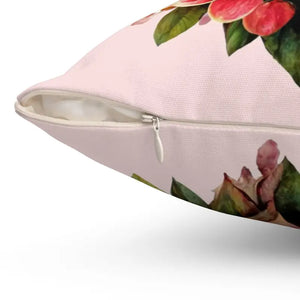 Spun Polyester Square Pillow - Blossoming Heart Design - Dipaliz - Throw Pillows