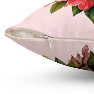 Spun Polyester Square Pillow - Blossoming Heart Design - Dipaliz - Throw Pillows