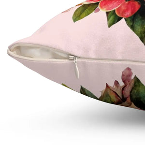 Spun Polyester Square Pillow - Blossoming Heart Design - Dipaliz - Throw Pillows